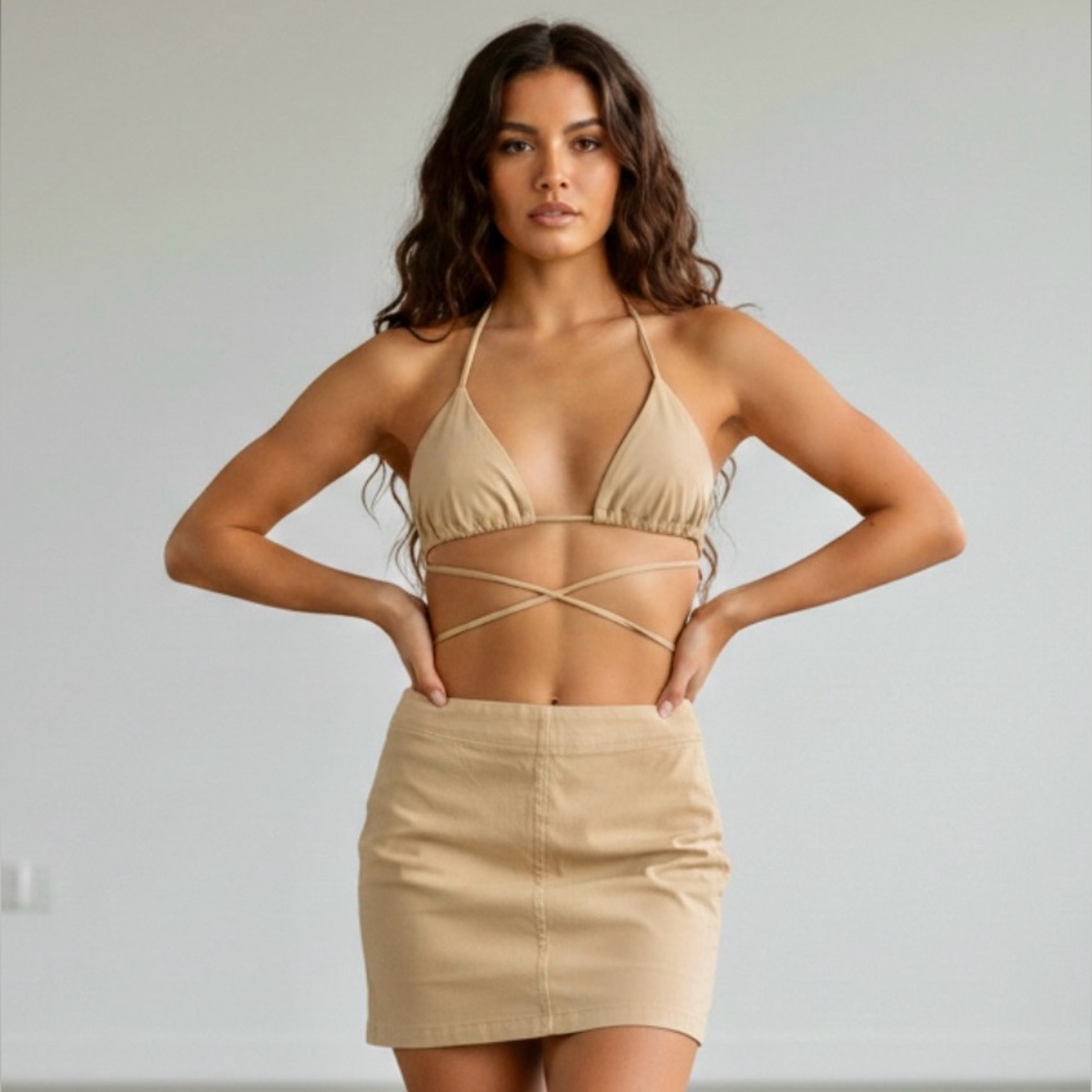 Calechie Bikini Top & Mini Skirt Set XL  NWT